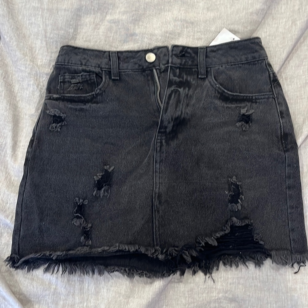 Black Denim Mini Skirt